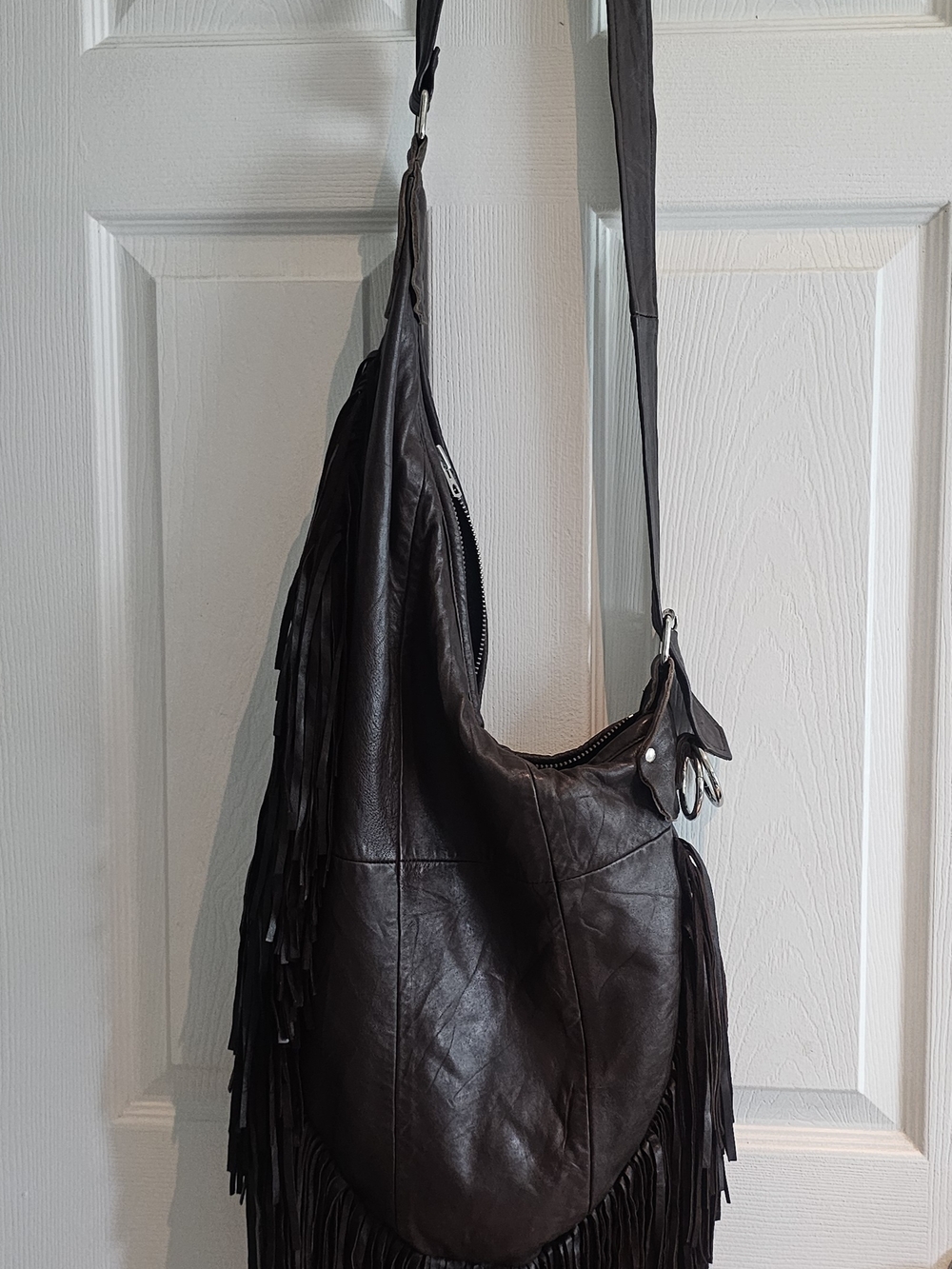 Pelechecoco X Free People Cherokee/Elouise Fringe Hobo Brown Vtg Leather Bag - Picture 2 of 15